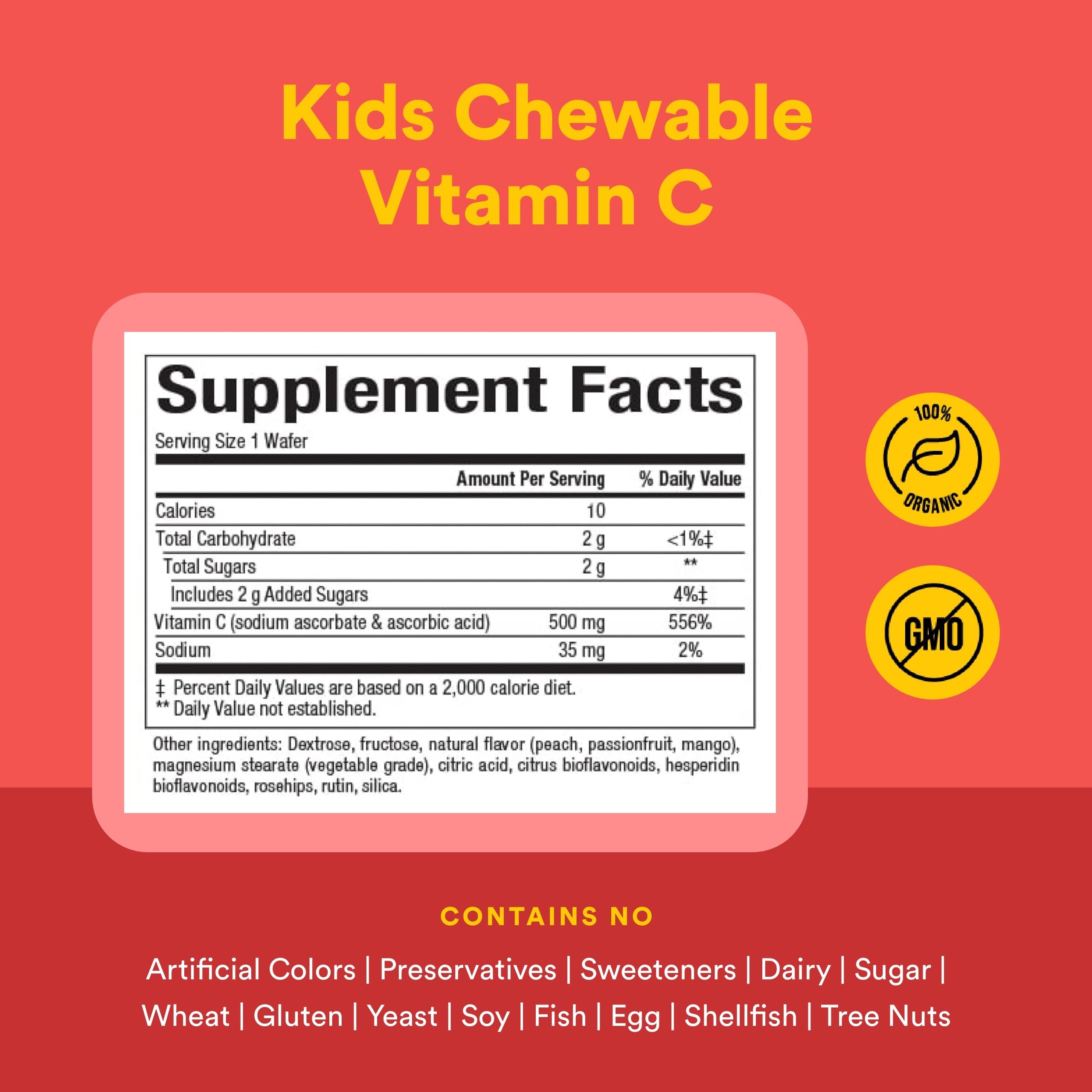 Natural Factors 100% Natural Fruit Chew C (500mg) Peach Passion & Mango 180 wafrs