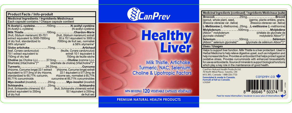 CanPrev Healthy Liver, Milk Thistle, Liver Support, 120 Caps, 30 Day Supply