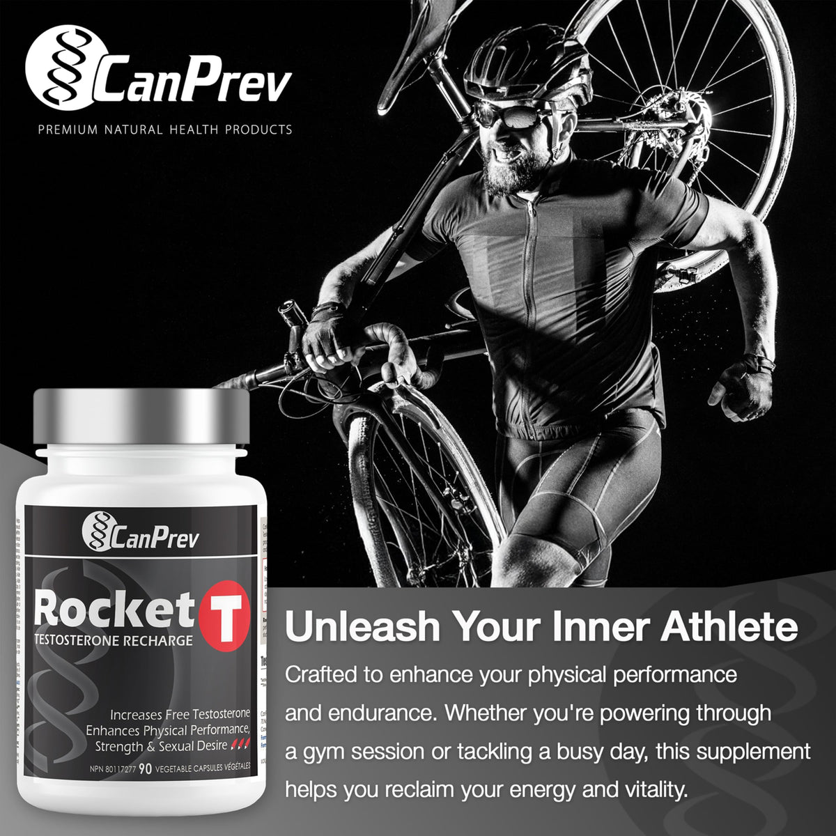 CanPrev Rocket T Caps, Men's Ashwagandha & Zinc, 90 Capsules, 30-Day Supply