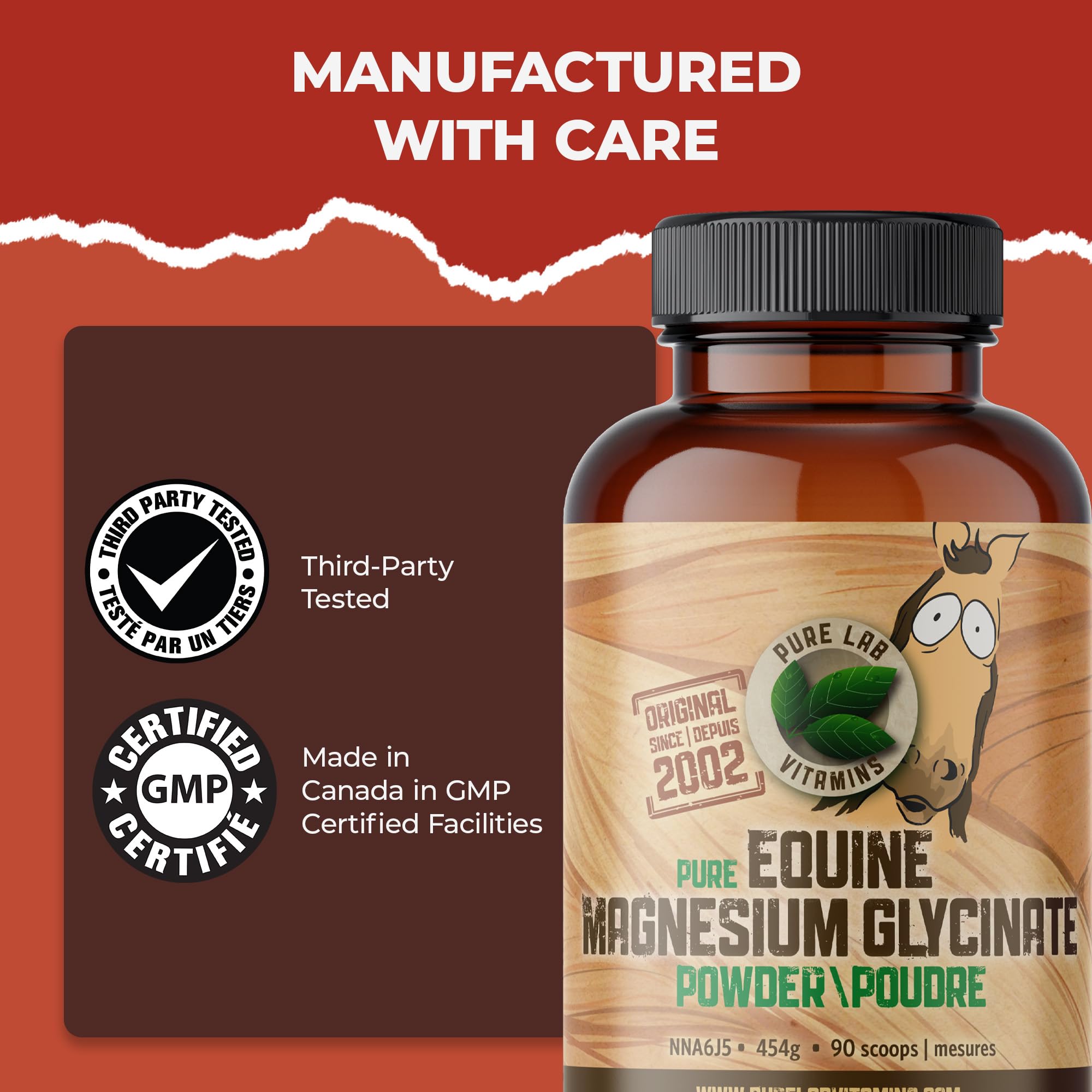 Pure Lab Vitamins Magnésium glycinate équin en poudre – 454 g