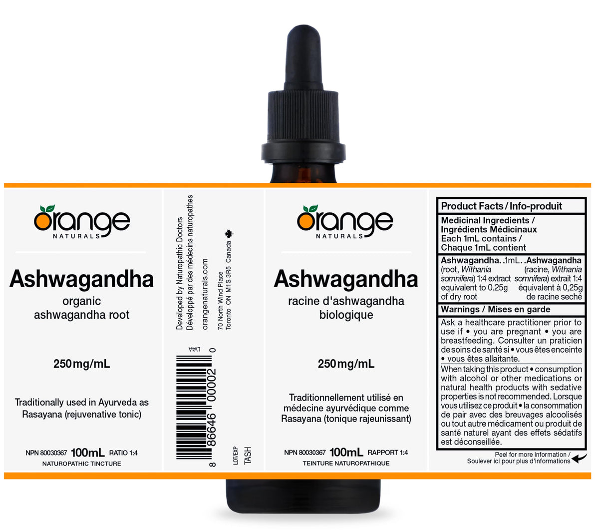 Orange Naturals Ashwagandha Tincture Organic 100ml Liquid Drops for Calm Focus, Nervous System Balance & Restful Sleep – Ayurvedic Root Extract