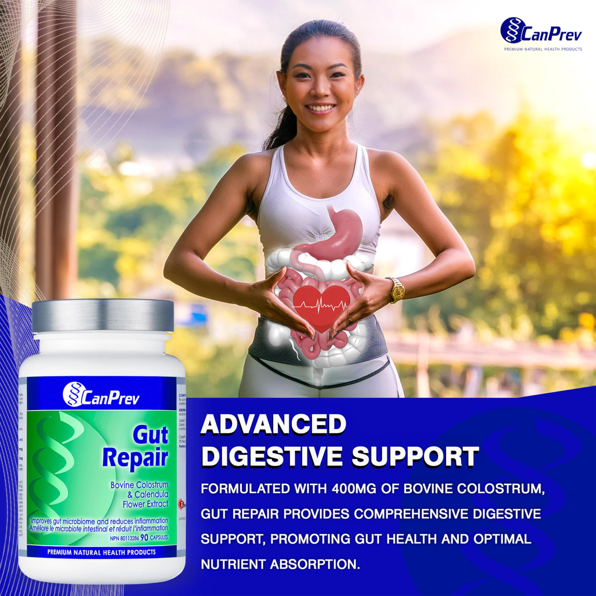 CanPrev Gut Repair Capsules, Certified Organic, 90 Capsules, 45-Day Supply