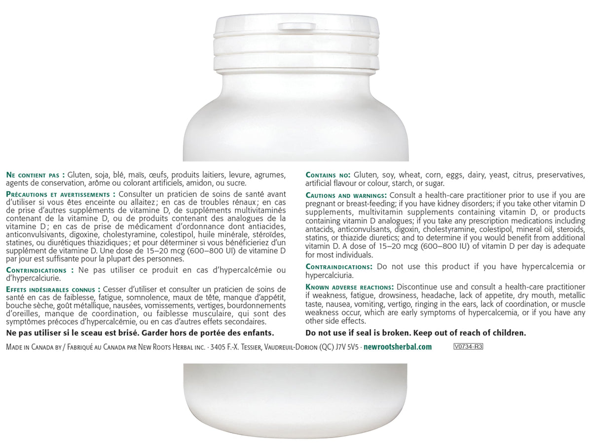 New Roots Herbal - Vitamin D3 2500 IU Extra Strength Softgels