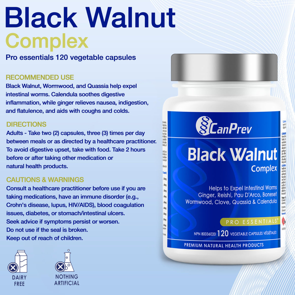 CanPrev Black Walnut Complex Capsules, Digestive Support, 120 Capsules