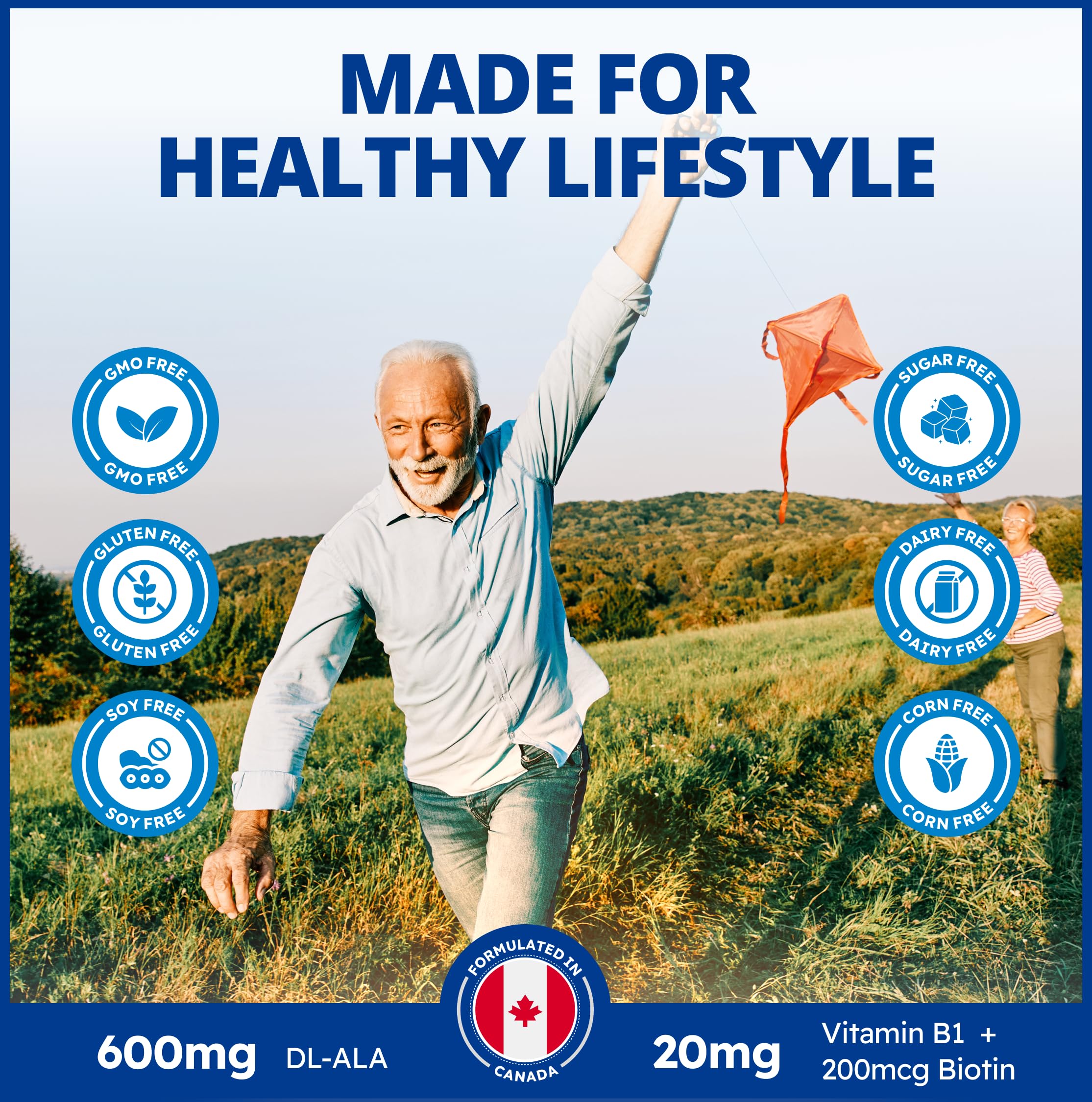 CanPrev - Acide Alpha-Lipoïque 600mg, 60 capsules végétaliennes, 60 jours d'approvisionnement - Antioxydant, Cardiovasculaire, Détoxification quotidienne et Soutien de la glycémie - Nutriments régénérants B1, Biotine et Acide Alpha-Lipoïque R
