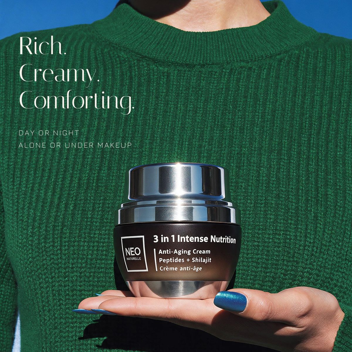 Neo Naturelle 3-in-1 Intense Nutrition Cream | Nutrient-Rich Moisturizer for Face & Eyes, Day & Night | Peptides, Ceramides, Hyaluronic Acid & Shilajit | Normal to Dry Skin | Natural, Vegan | 50 mL