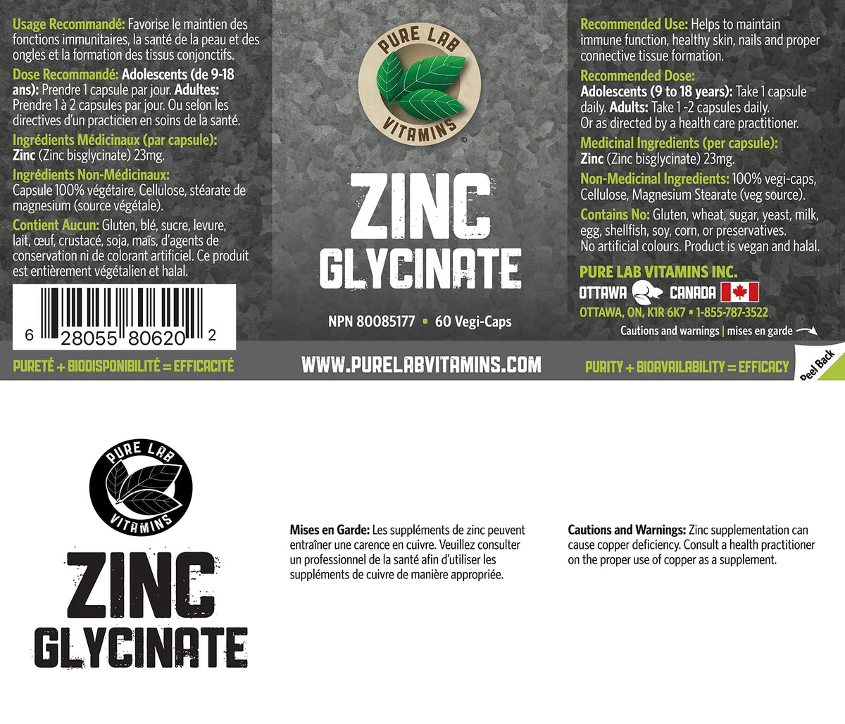 Pure Lab Vitamins - Zinc Glycinate
