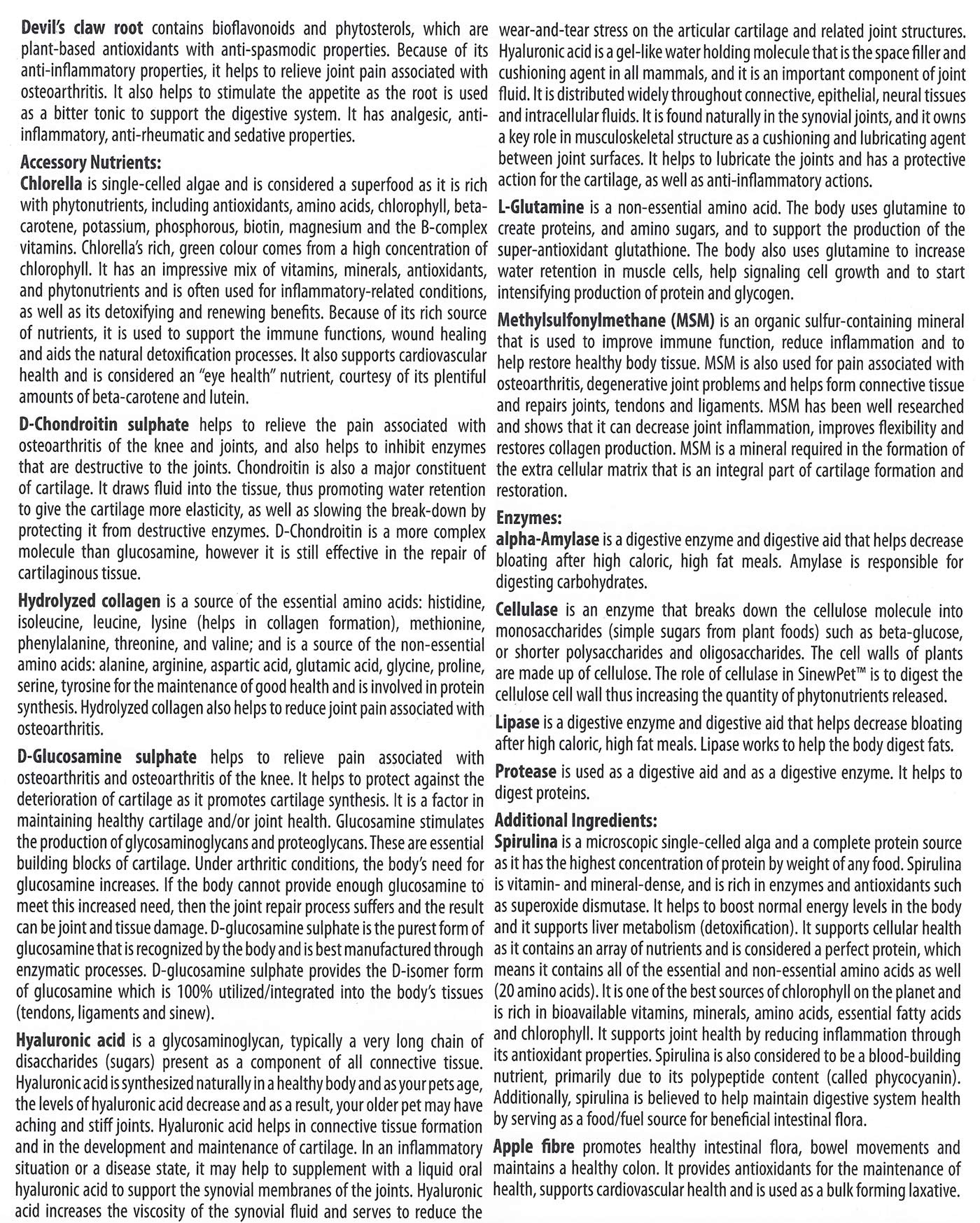 Omega Alpha Pets - Performance & Mobility - Un complexe complet pour la santé des articulations + D-Chondroïtine, D-Glucosamine, MSM, Acide hyaluronique & Collagène - SinewPet - 500g