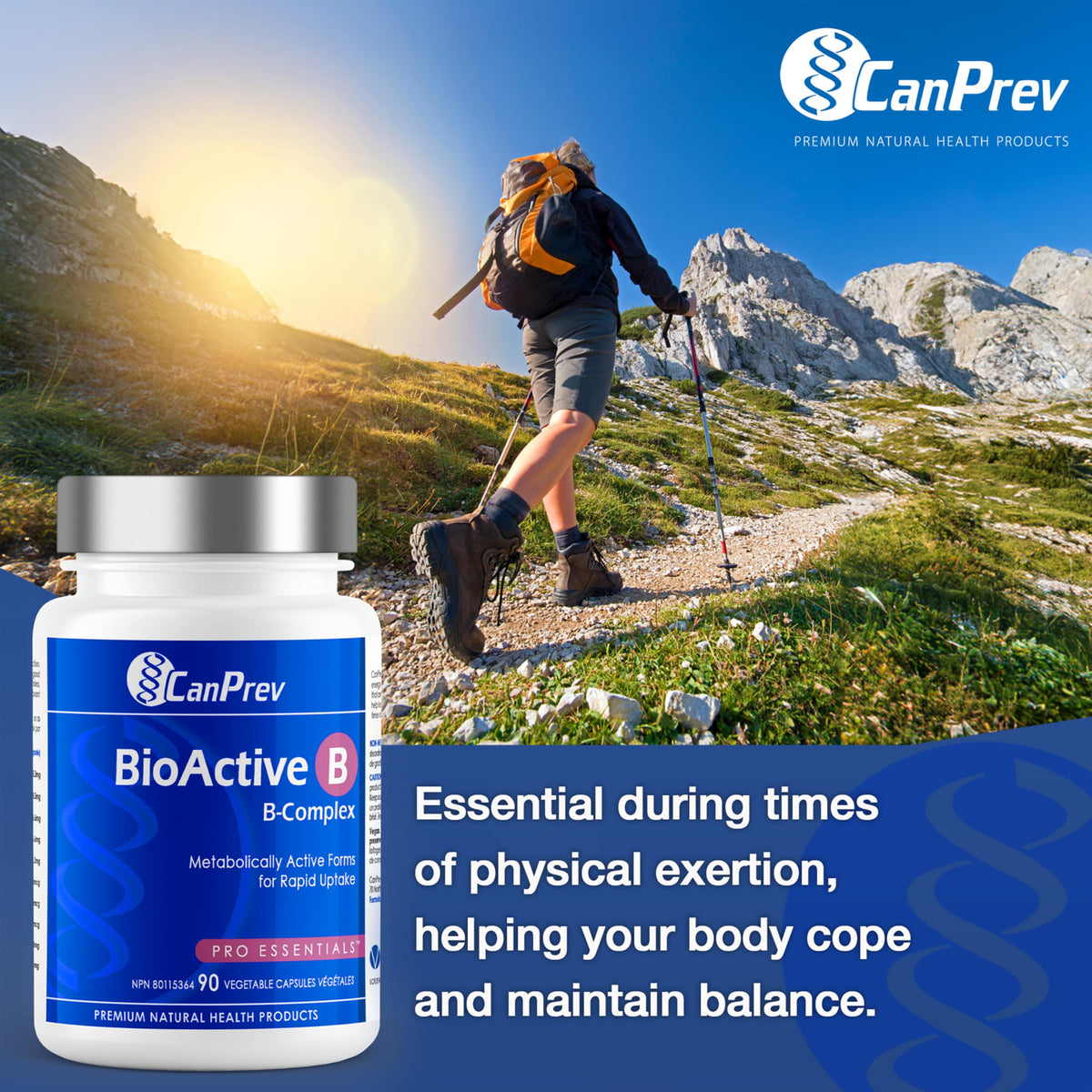 CanPrev BioActive B Complex, Vitamin B Complex, 90 Capsules, 30-Day Supply