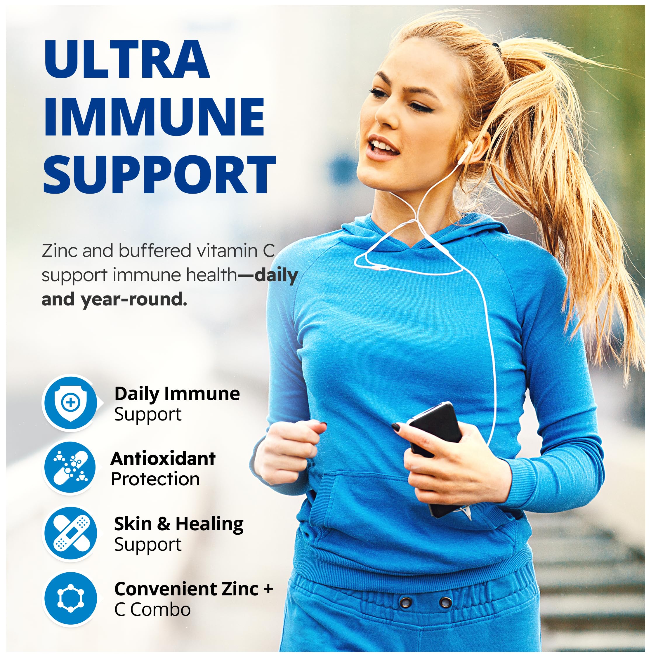 CanPrev Zinc Ultra Immune + Vitamin C, 120 Capsules 120-Day Supply - Vegan, Non-GMO and Gluten-Free - 50mg of Zinc Bis-Glycinate with 400mg of Vitamin C - Helps to Maintain Immune Function