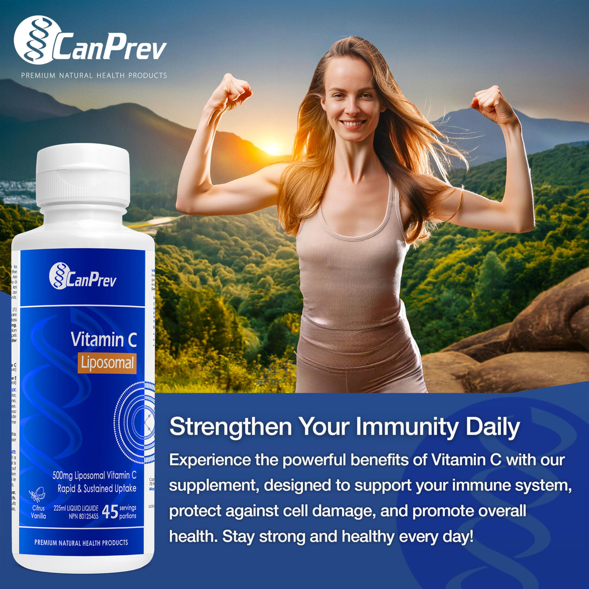 CanPrev Liposomal Vitamin C, Collagen Support, Citrus, 225ml, 45 Day Supply