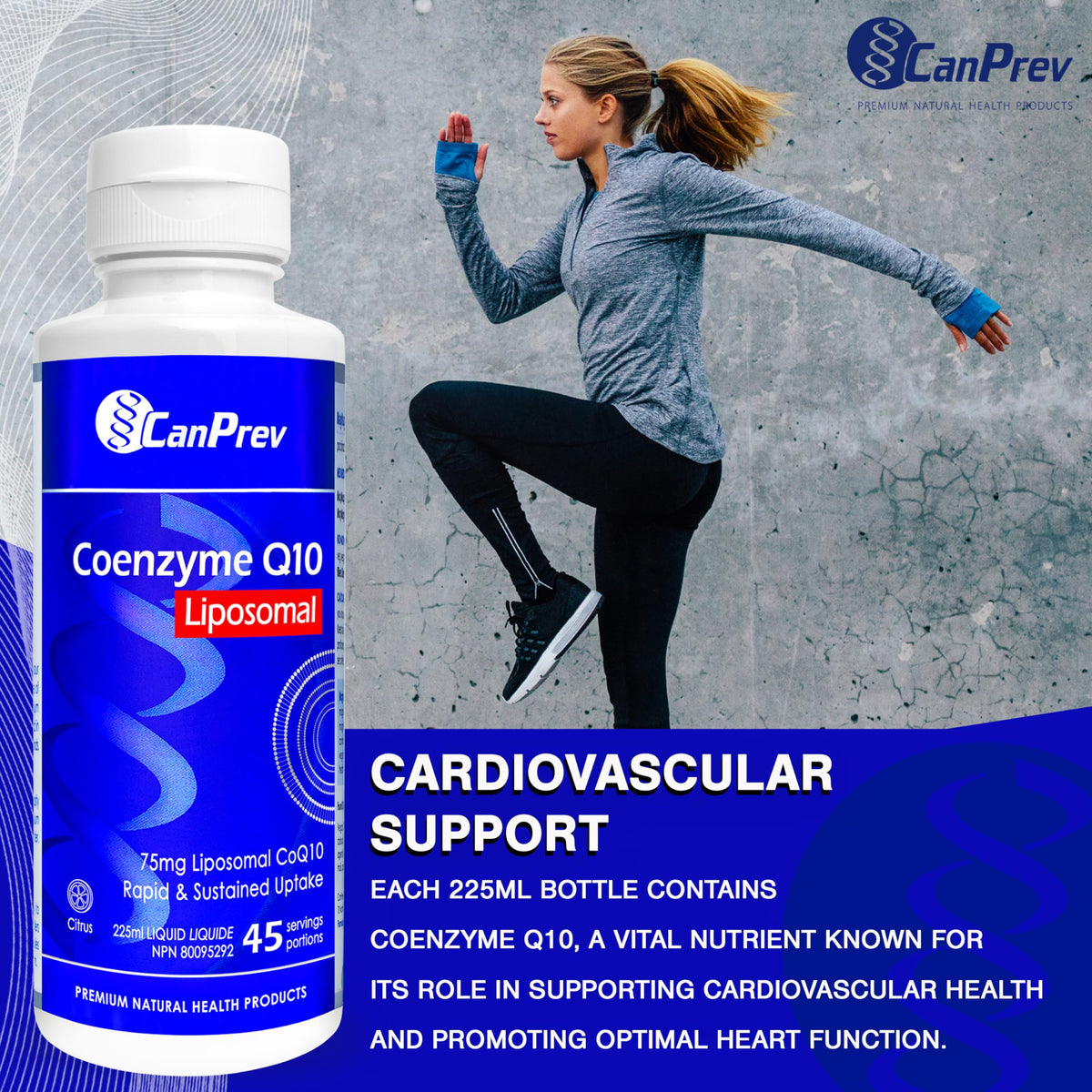 CanPrev Coenzyme Q10 Liquid, Liposomal CoQ10, Citrus, 225 ml, 45 Servings