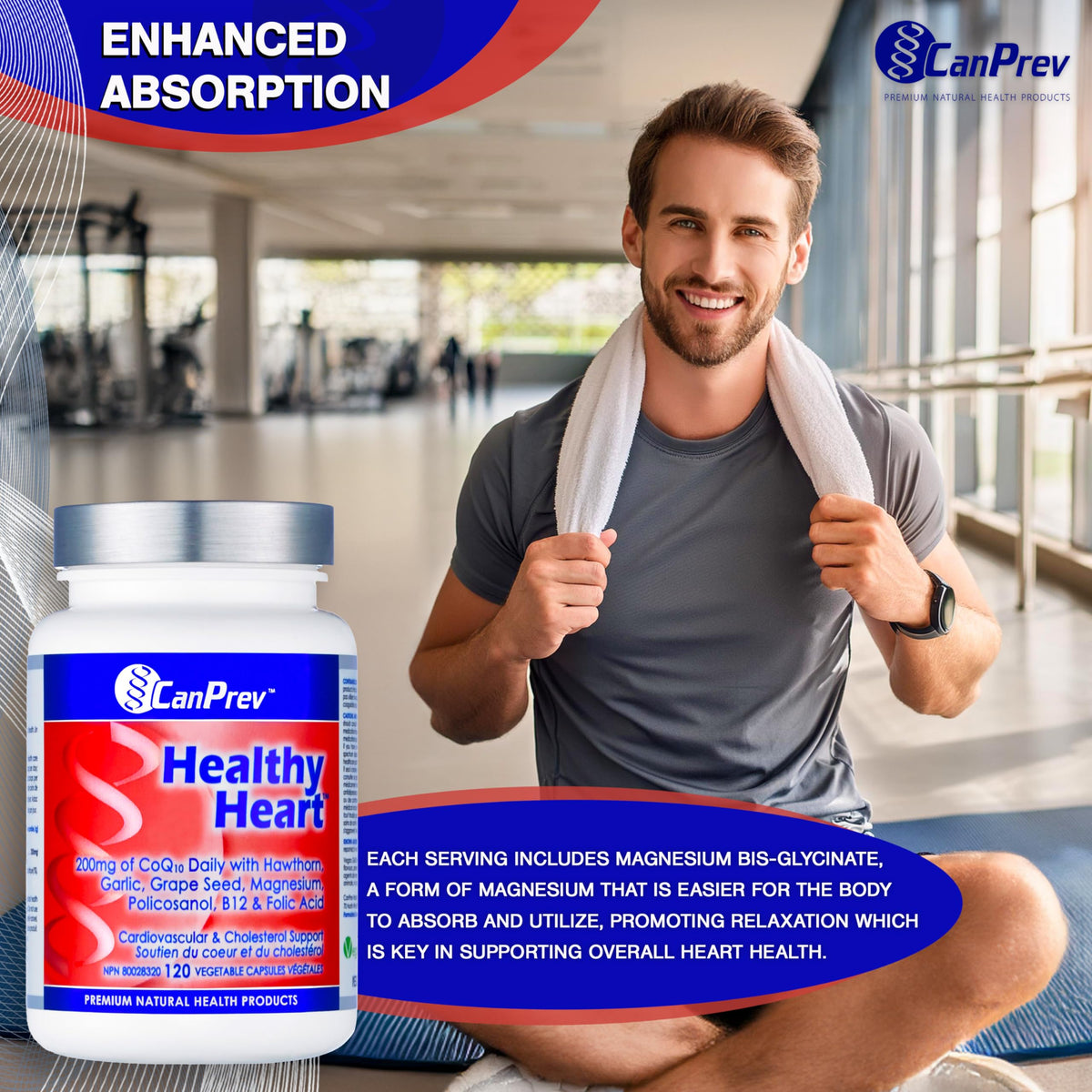 CanPrev Healthy Heart Supplement, CoQ10, B12, 120 Capsules, 30 Day Supply