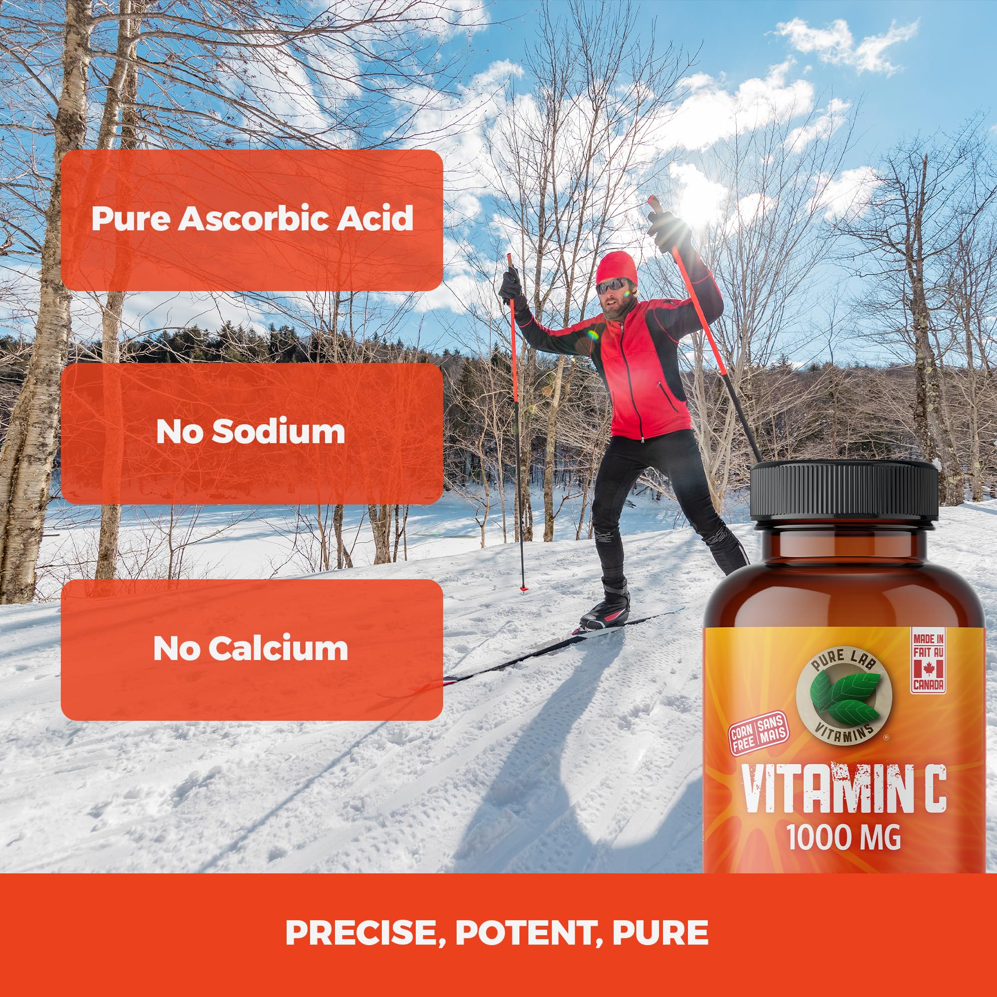 Pure Lab Vitamins - Vitamine C 1000 mg sans maïs - 120 gélules végétales