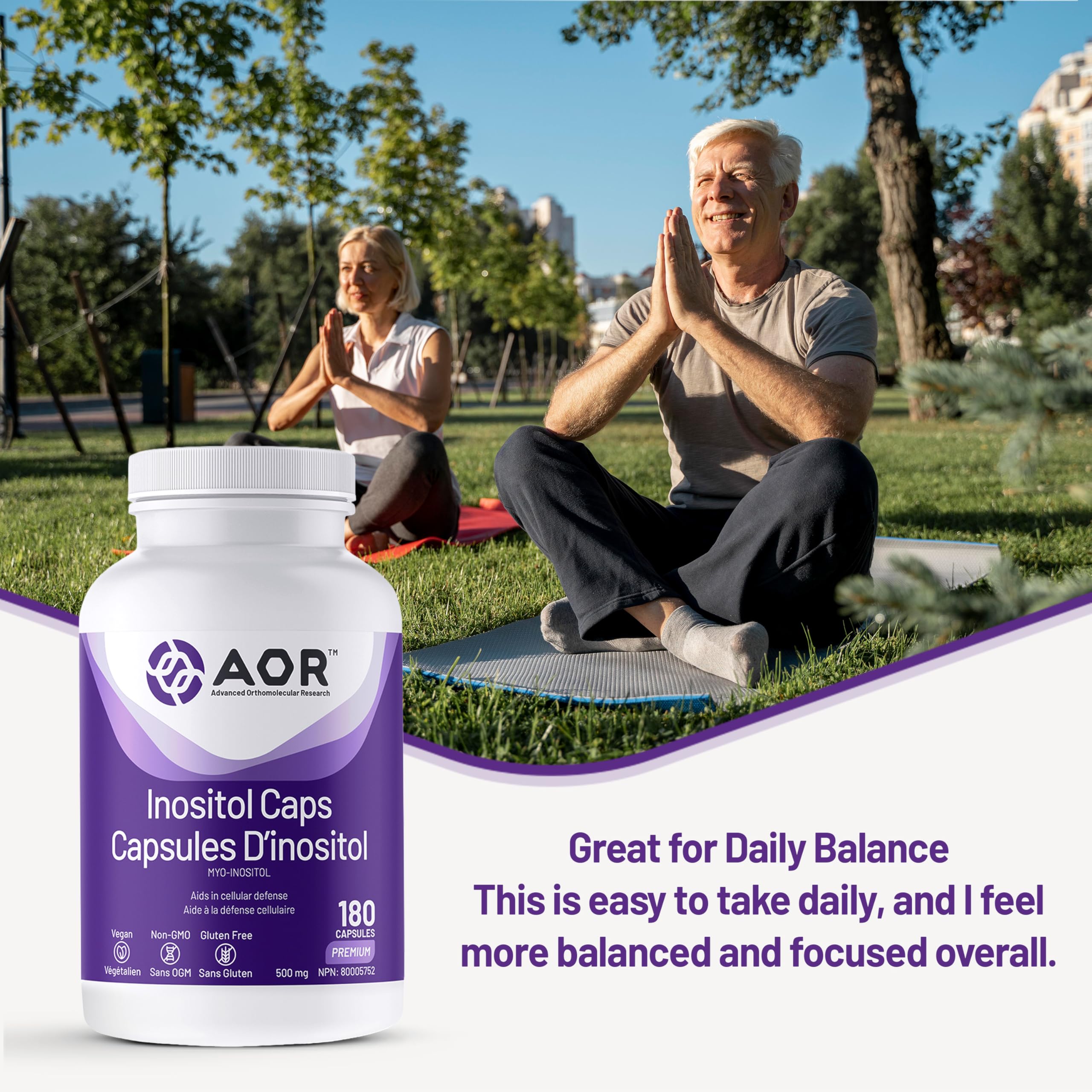 AOR - Inositol Caps 500mg, 90 capsules - Supplément de Myo-Inositol pour le soutien de l'humeur, la santé cérébrale et la santé mentale - Capsules d'Inositol - Aide à réguler les systèmes de signalisation cérébrale