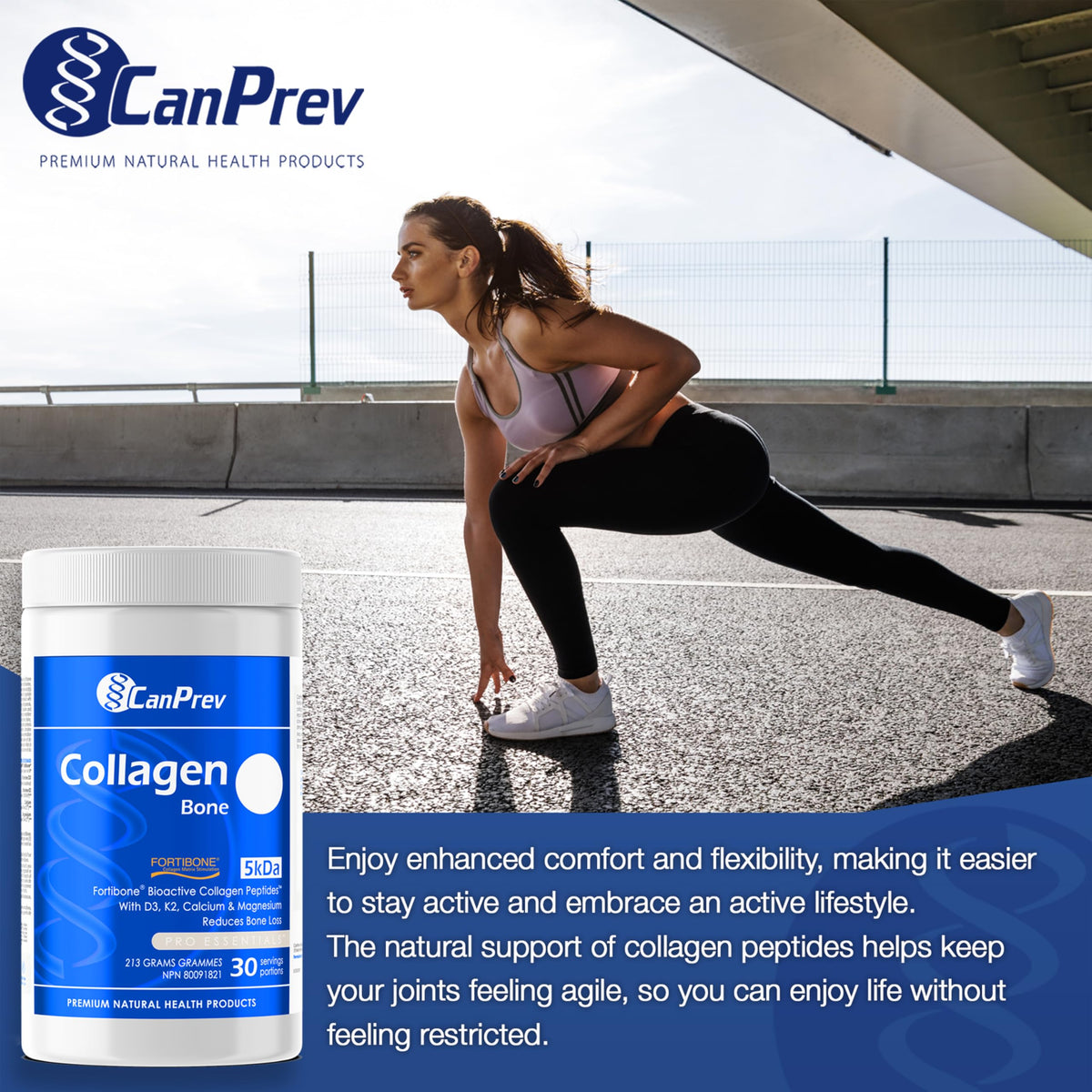 CanPrev Collagen Bone, Collagen Powder, Hydrolyzed Peptides, 213g