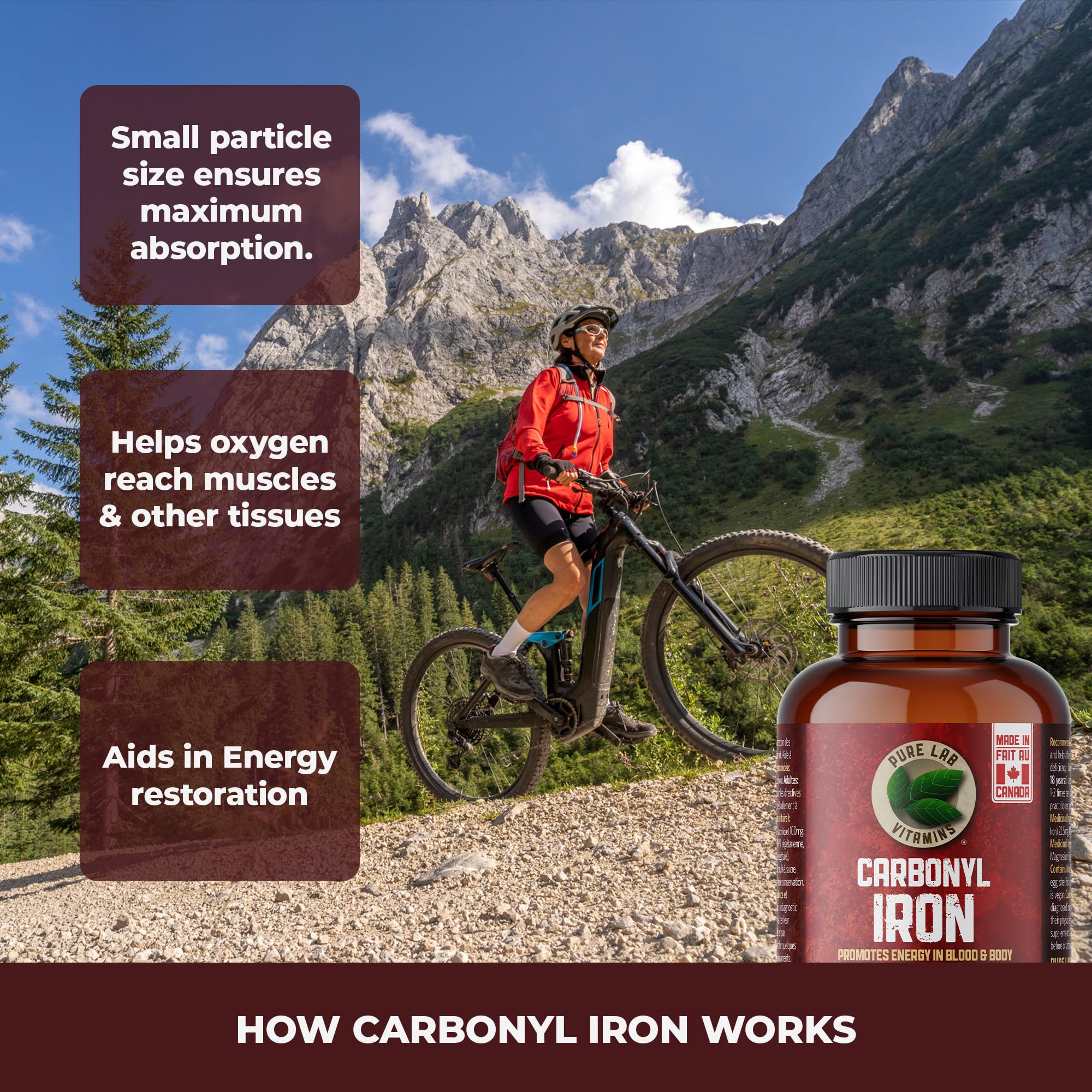 Pure Lab Vitamins Fer Carbonyle – Aide à la formation des globules rouges et à la prévention des carences