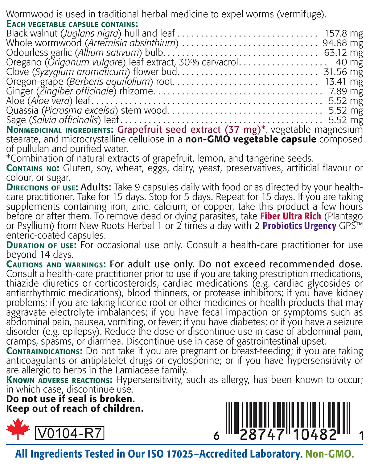 New Roots Herbal Purge Parasitis Capsules, Wormwood, Black Walnut, 90 Caps