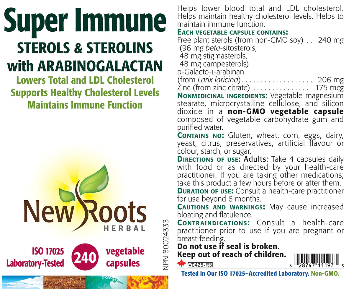 New Roots Herbal Super Immune, Plant Sterols, 240 Capsules, 60-Day Supply