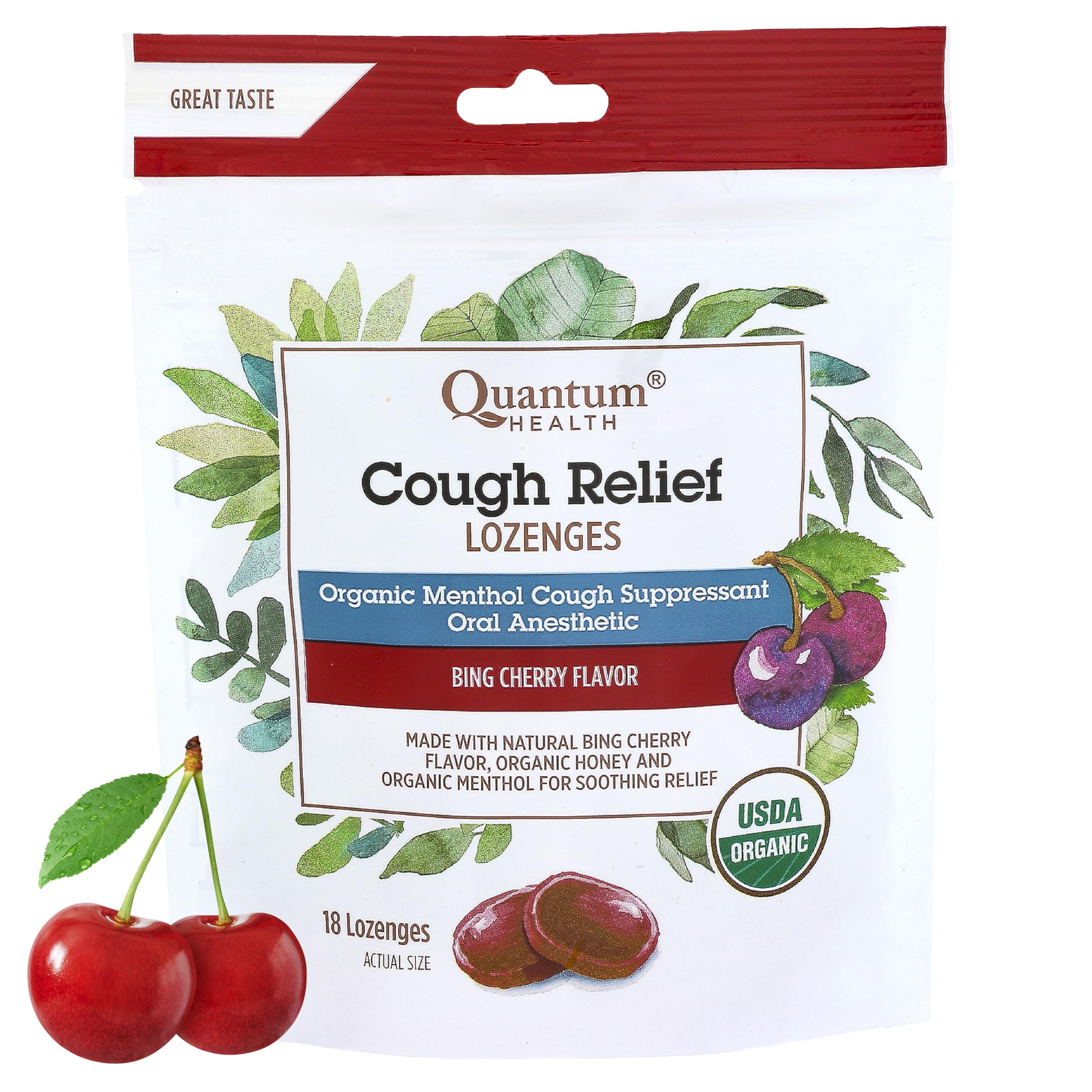 Quantum Health - Pastilles Bio Toux & Gorge Cerise Griotte sachet de 18