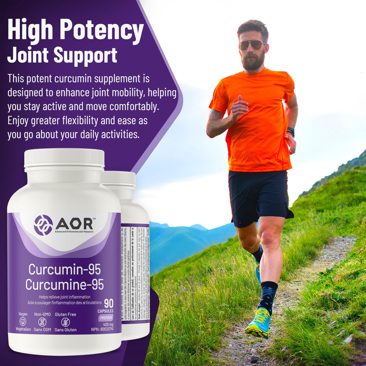 AOR Curcumin 95 Turmeric Capsules, 95% Curcuminoids, 90 Pack, 30 Day Supply