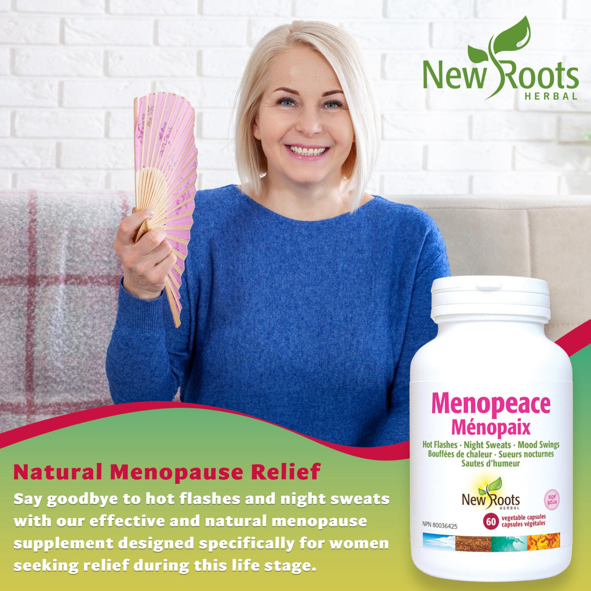 New Roots Herbal Menopeace, Menopause Supplement, Black Cohosh, 60 Caps