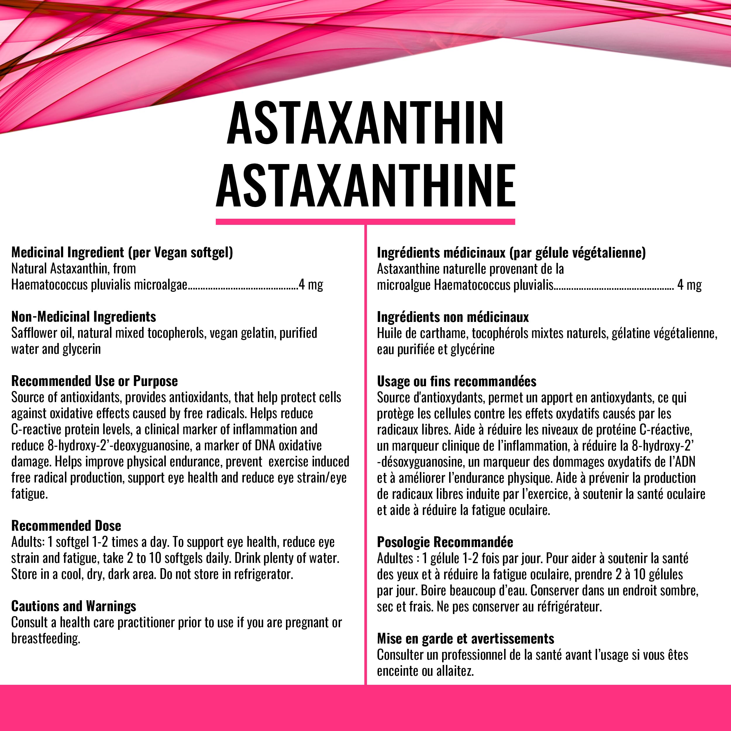 Gandalf Astaxanthine 4 mg, 60 gélules végétaliennes, cure de 30 jours – Complément pour la vision et le bien-être des articulations, favorise le confort oculaire et la souplesse, formule antioxydante, cultivé et fabriqué au Canada, sans OGM