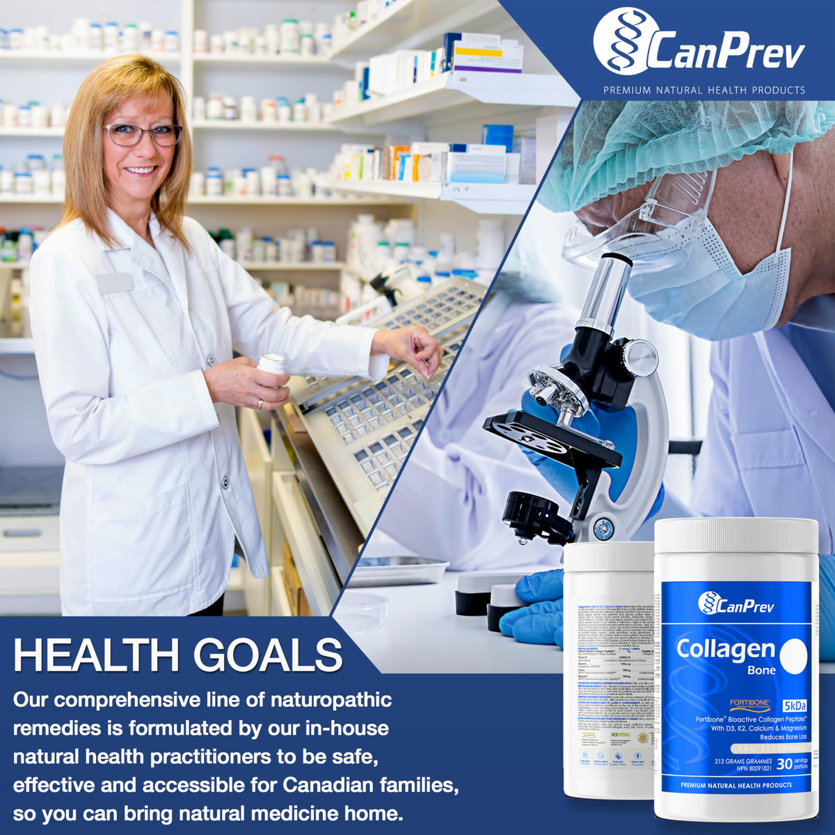 CanPrev Collagen Bone, Collagen Powder, Hydrolyzed Peptides, 213g