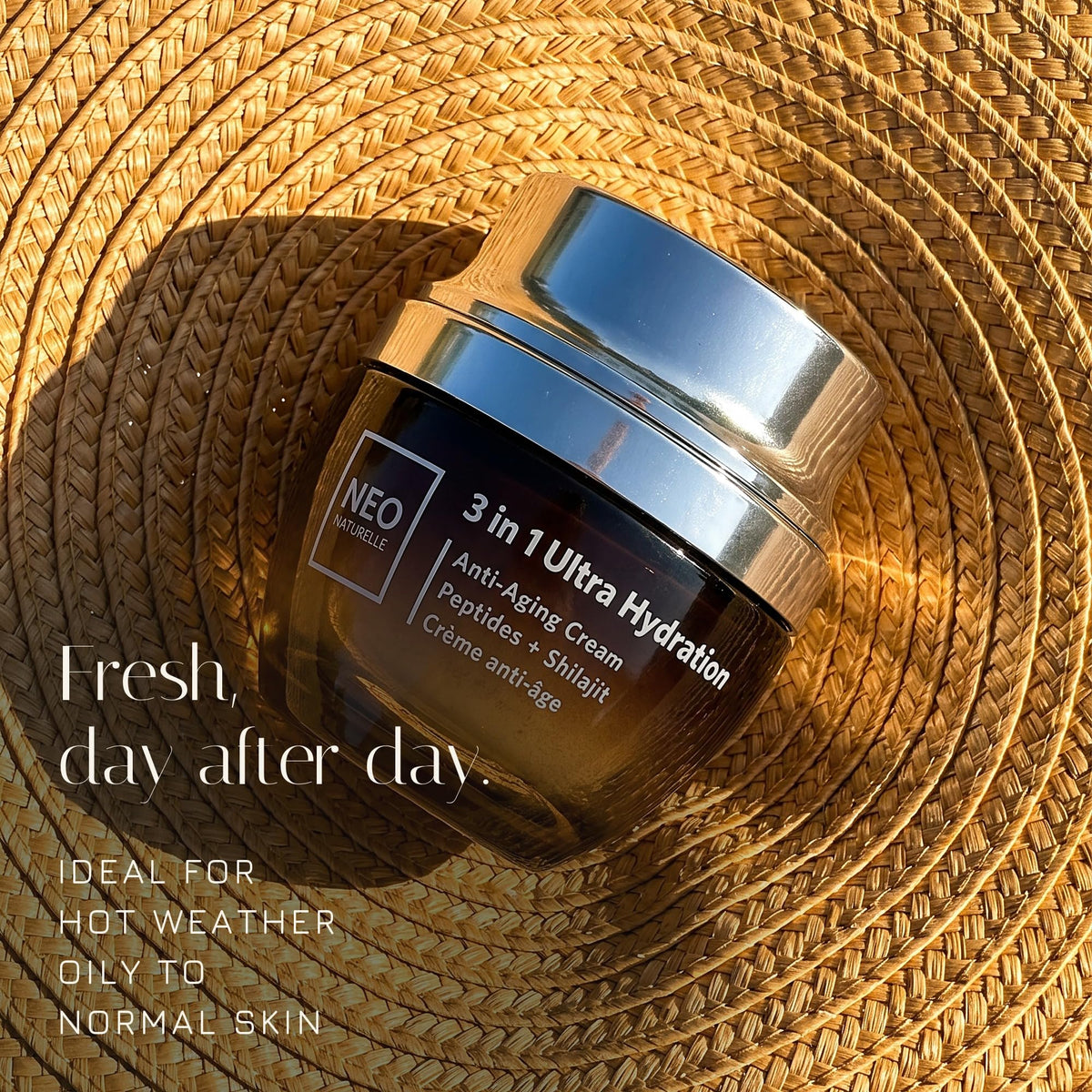 Neo Naturelle 3-in-1 Ultra Hydration Cream | Lightweight Moisturizer for Face & Eyes, Day & Night | Peptides, Ceramides, Hyaluronic Acid & Shilajit | Normal to Oily Skin | Natural, Vegan | 50 mL