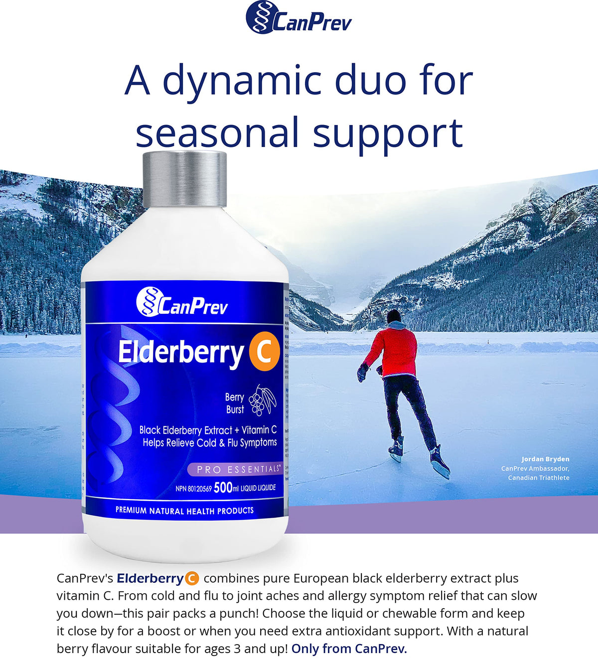 CanPrev Elderberry C Liquid, Adults & Kids 5+, Sugar Free, Vitamin C, 500ml